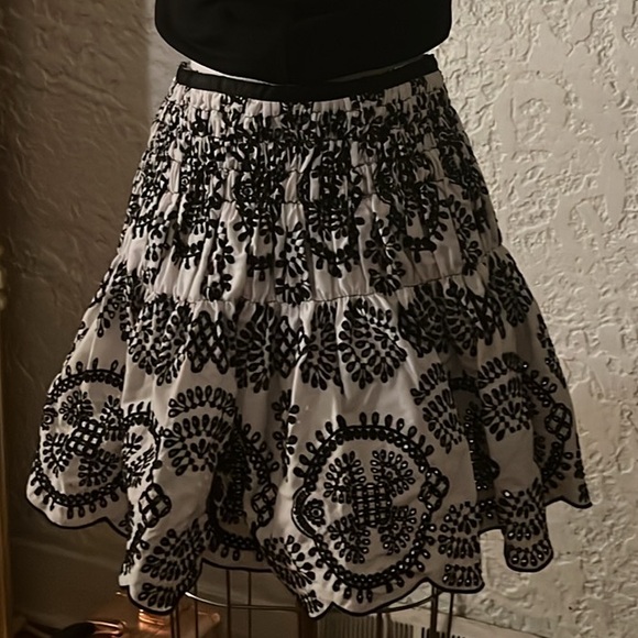 Zara Woman White Black Broderie
Anglaise Smocked Embroidered Flared
Mini Skirt - Picture 7 of 11